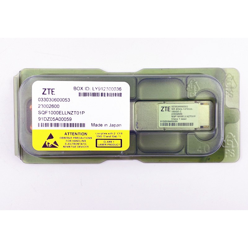 ZTE 100GE 1310nm SM 40km C-temp QSFP28 Module SQF1000ELLNZT01P FIM37801/336  SPQ-CE-ER-CDFL-ZT1