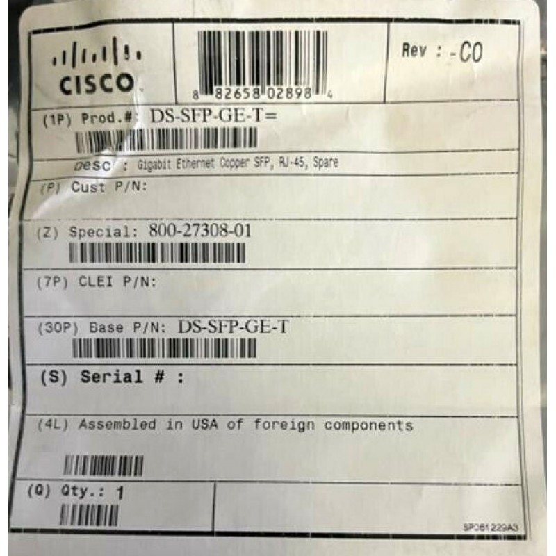 Genuine Cisco DS-SFP-GE-T